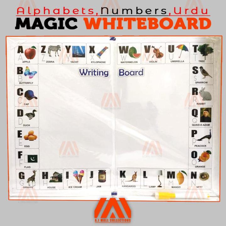 ABC Urdu And 123 Magic Whiteboard 3 in 1 Writing And Learning Whiteboard for Kids with Free White board Marker