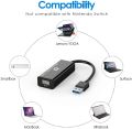 Rankie USB Network Adapter, USB 3.0 to RJ45 Gigabit 10/100/1000 Mbps Ethernet Internet Adapter (Black) Network Interface Controller Adapter. 