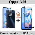 Oppo A16 Glass Protector 9D|5D|6D|10D|11D|21D Black Tempered Glass Screen Protector Full Glue Edge To Edge + Back Camera 9H Gorilla Flexible Protector For Oppo A16. 