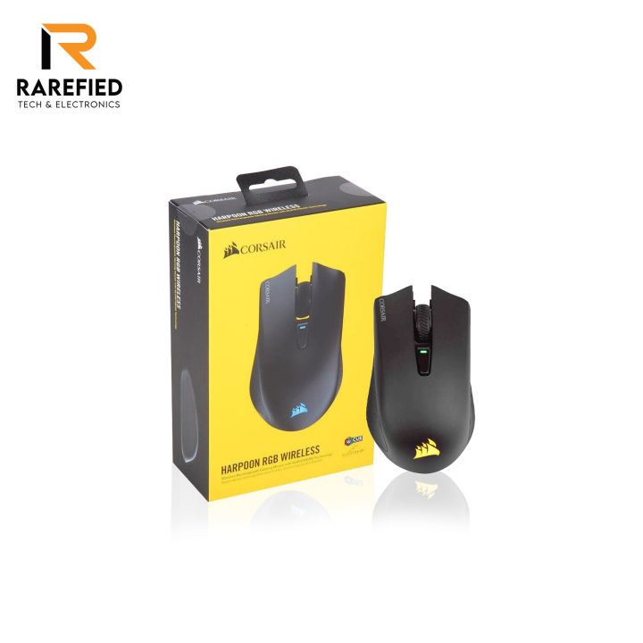 CORSAIR HARPOON WIRELESS RGB Gaming Mouse - Rechargeable Optical Gaming Mouse - Dual Mode 2.4GHz USB Receiver (Dongle) and Bluetooth Connectivity – Up to 10,000 Adjustable DPI Levels – Grip type CLAW - Compatible for PC and Laptop