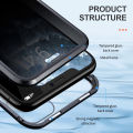 【NShisasN】Magnetic Tempered Glass Metal Privacy Case For iPhone 11 12 13 14 15 Pro Max Anti-Spy 360 Protective Cover For Iphone XR XS Max. 