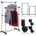 Cloth hanging stand Double Pole Portable Cloth Rack Cloth Drying Stand Stainless Steel With Wheels. 
