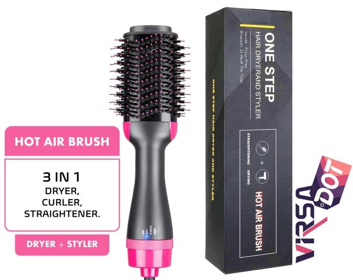 One Step Hot Air Brush Hair Straightner Brush Straightening Hair Dryer comb and Volumizer with Comb Straightener Curler For All Hair Type Daraz.pk