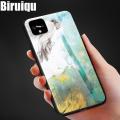 Biruiqu For Google Pixel 4 / Google Pixel 4XL Shockproof Fashion Marble Tempered Glass Back Case Cover. 
