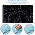 black Topographic Mousepad Extended Game Mousepad Large Gaming Mousepad Stitched Edge Deskpad. 
