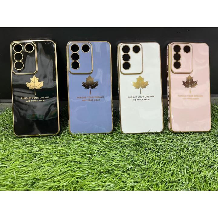 Vivo V27e Back Cover Luxury 6D Plating Soft Case Camera Lens Protection Square Frame Silicone Glossy Shockproof Mobile Phone Cases- Vivo V27e Girls & Boys Back Cover