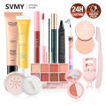 SVMY Full Makeup Set 12-piece BB Cream Eyeliner Eyebrow pencil Eye shadow Eye black Lipstick Protective cream Loose powder Powder blusher Grooming tray Eyebrow knife Eyelash curler. 