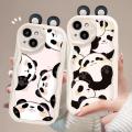 Phone Case For Samsung Galaxy A02 A02S A03 CORE A04 A04E A04S A10 A11 A13 A14 A22 A23 A24 A30 A20 A21S Casing Funny Wavy Texture Cartoon 3D Cute Panda Doll Ears Fashion Creative Silicone Cover TPU Clear Soft. 