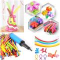 100 Pieces BirthDay Party Event Balloon Animal For BackDrop Decoration with Free Air Pump/Kids Fun Activity Balloons Shapes/Twisting Long Balloons/Twist Balloons. 