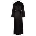 Pure Korean Satin Silk Night Robe - Elegant, Breathable, Black, Matching Belt. 