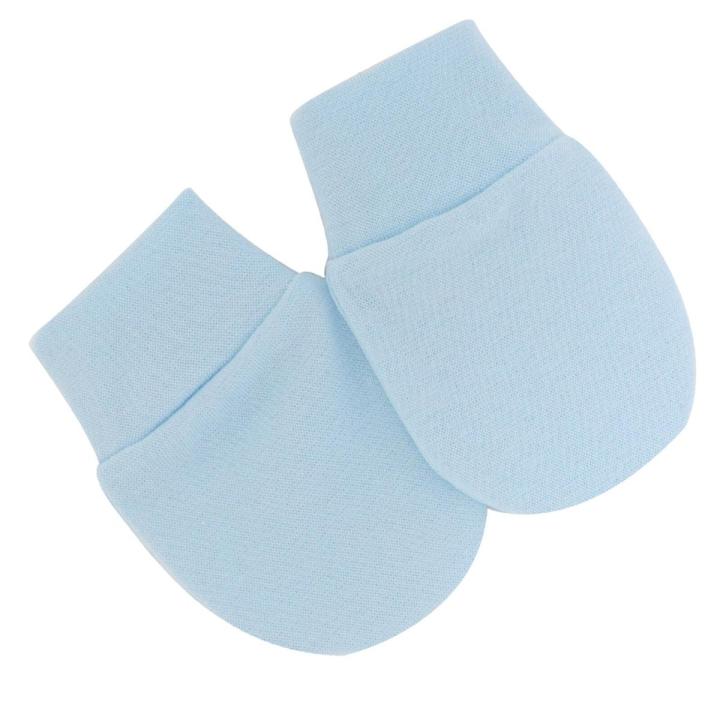 Solid Blue - 6 Pairs Cotton Newborn Baby/infant No Scratch Mittens