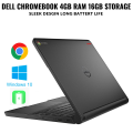 Dell Chromebook 11, Intel Celeron-N2840 Proc, 4GB RAM DDR3L Memory, 16GB eMMC SSD Storage, WINDOWS 10, CHROME OS ,Black. 