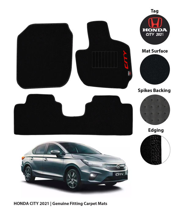 HONDA CITY NEW CARPET CAR FLOOR MAT | GENUINE FITTING HIGH QUALITY 034 SIDE LOGO SERIES CAR FLOOR MATS
