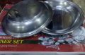 3 Pcs Round Deep Plates Steel Tasra 9 inches 90ml. 