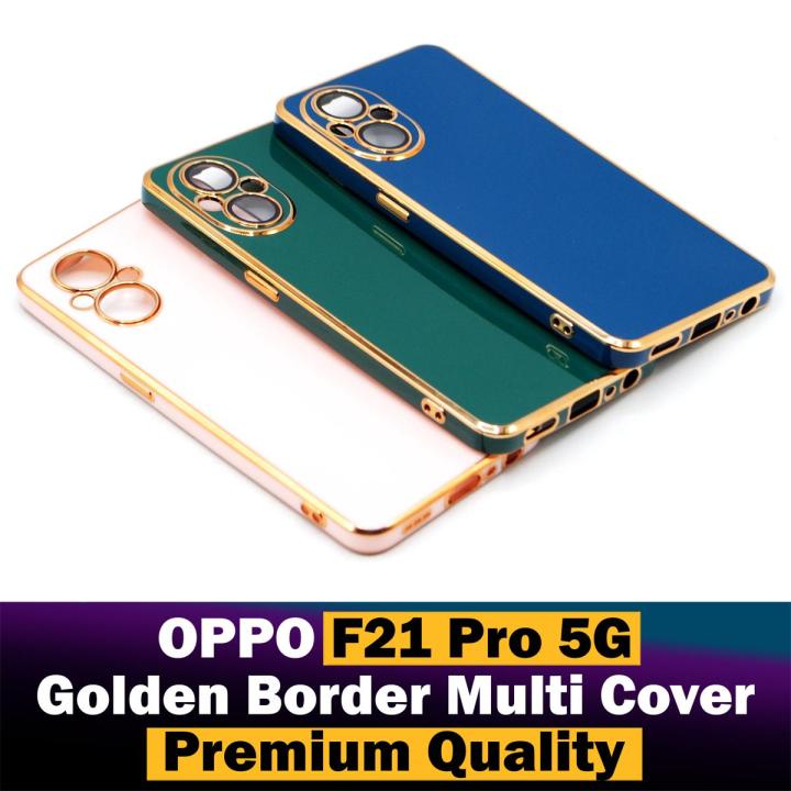 Oppo F21 Pro 5G Back Cover Soft Multi Golden Border Camera Protection Cover For Oppo F21 Pro 5G
