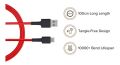 100% Original Xiaomi Mi Braided USB Type C Cable, Xiaomi SJX10ZM USB Type-C to USB-A Charge Sync Braided Cable 1M Red, Mi Type-C Braided Cable Red. 