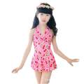 Korean version of children's one-piece bikini, cherry patterned skirt style for older children, skin friendly, comfortable, and high elastic swimsuit. 