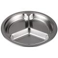 Round Divided Plates Stainless Steel Mess Trays Food Plate. 