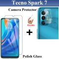 Tecno Spark 7 Tempered Glass Screen Protector Polish Glass and Back Camera 9H Gorilla Flexible Protector - Value Combo Deal. 