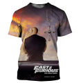 New 3D Movie The Fast And The Furious Print T Shirt Paul Walker Graphic T-shirts For Men Kid Fashion Hip Hop Short Sleeves Tees. 