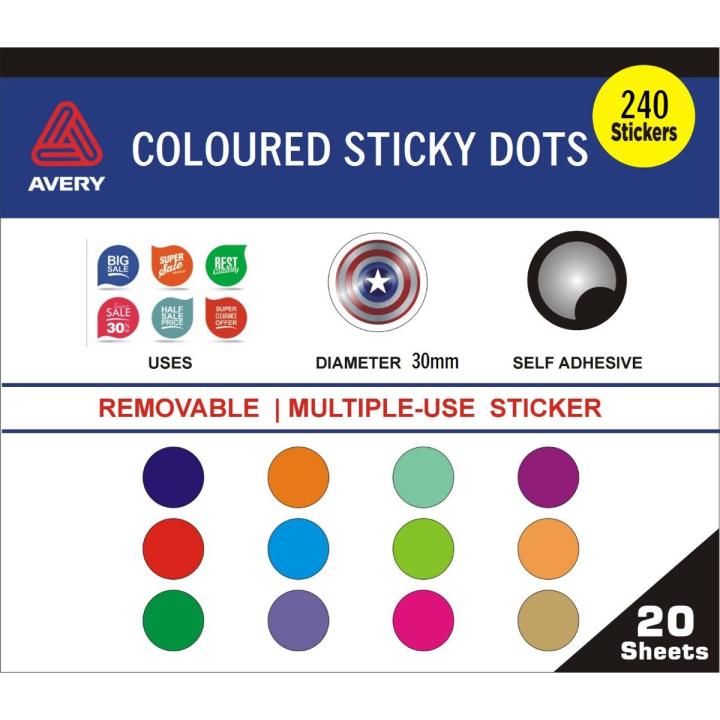 Removable Round Dot Stickers – Color Coding Labels – 240 Stickers 30mm Self-adhesive Paper Tag –ART-12