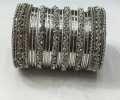 Indian Bridal Churiyan Metal Kangan Bangles Set - Silver. 