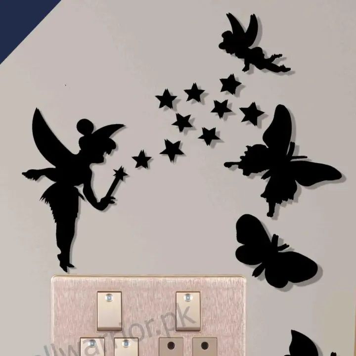 3D Wooden Wall Décor Fairies with Butterflies