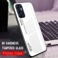 Vantime for OPPO Reno 6 4G Reno6 Case Gradient Phone Back Hard Glass Cover. 