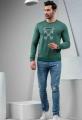 Ignite Mens Crew Neck Letter Embossed Solid Sweatshirt - Green. 
