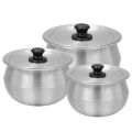 Pot Set Aluminium With Metal Finish 3 Pieces Capry pot set 3 pot set silver(almunium)  (pateli) (handi) cookware New style. 