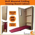 Wall Mounted Ironing Board Cabinet, Foldable Ironing Board Storage Cabinet for Home, Apartment & Small Spaces, Drop Down Ironing Board with Cabinet, Shelves & Cloth Hanging Hooks. 
