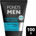Men Lightning Oil Clear All Day Bright + Fresh Icy Scrub Wash | Deep Cleansing & Oil Control | 100g. 