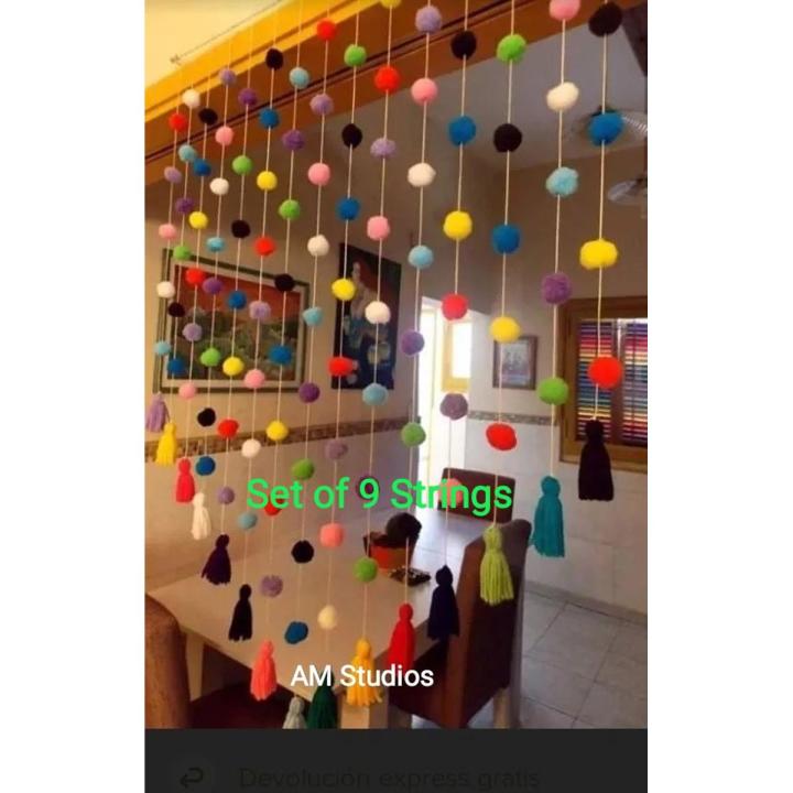 Wall, lobby, door, window decoration Pom Pom hanger, living room, dinning room, bedroom decor, wall, door window decor multicolor fine quality