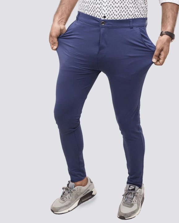 Oxen Super Stretchy Slim Fit Lycra Pent For Men-Navy Blue-SW