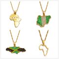 Anniyo Color Flag Nigeria Jamaica With Rhinestone Africa Maps Pendant Necklaces Ethnic Jewelry #122721. 
