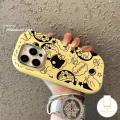MissConnie Doodle Black Line Cartoon Cute Doraemon Candy Color Shockproof Case Compatible for iPhone 15 14 11 12 13 Pro Max 7Plus 15 8 Plus XR X XS Max SE Luxury Plating Metal Lens Soft Cover. 