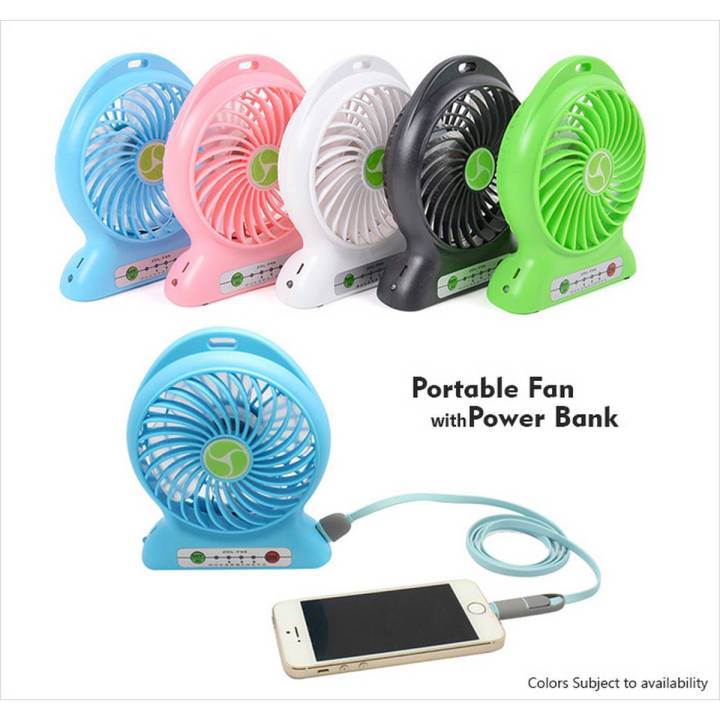 2 In 1 Rechargeable Portable Mini Power Bank + Fan