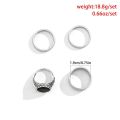 4Pcs Retro Simple Stainless Steel Opening Adjustable Wide Ring Men's Gothic Pattern Metal Ring Casual Jewelry. 