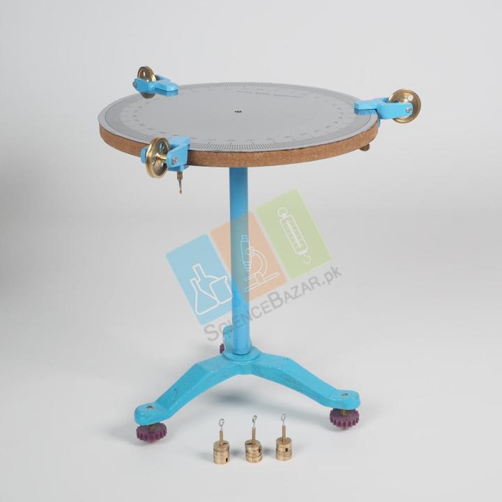 Horizontal Force Table with 3 pulleys and weight use in matric physics practical educational lab equipment