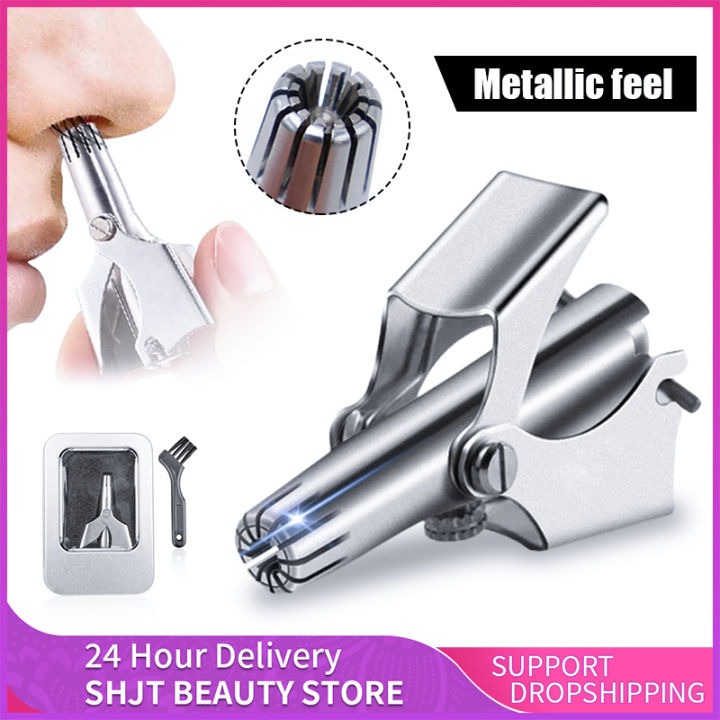Nose Trimmer for Men Stainless Steel Manual Trimmer for Nose Vibrissa Razor Shaver Washable Portable Nose Ear Hair Trimmer