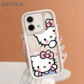 Hontinga for Vivo Y28 4G Back Cover Cute Shy Hello Kitty Pattern Ladder Soft Camera Protection Rubber Phone Case for Girls. 