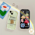 MissConnie Cute Cartoon Little Monsters Cover Compatible for IPhone 7Plus XR 14 11 12 13 Pro Max X 7 8 6s 6 Plus XS Max SE 2020 Wavy Curved Edge Glossy Shockproof Case Shell. 