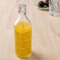 IKEA KORKEN Water Bottle with stopper, clear glass, 1.0 L for Milk, Juice and decoration. 