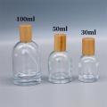 Wood Cap Glass perfume bottle Fine Mist 30ml-100ml Glass material Spray bottle Fine Mist Sub-bottle for Daily use Travel Cosmetic storage. 