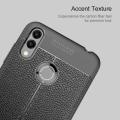 Auto Focus for Galaxy A30 Leather Texture Soft Silicone TPU Back Cover For Samsung Galaxy A30 - Black/Blue. 