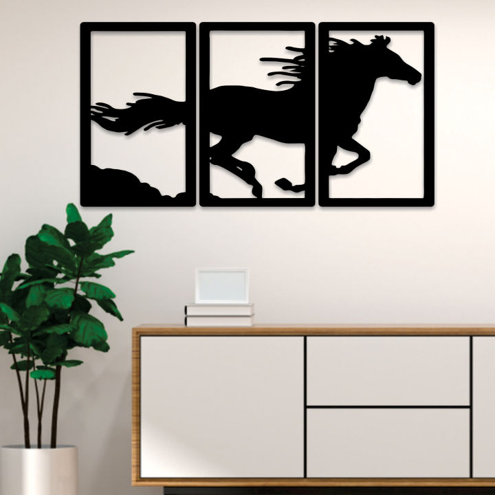 3 Piece Horse Wooden Wall Decor-Horse Wood Art For Home Offices And Gifts,Horse runing panels Wall Decoration,3 Panels Horse Wooden Wall/Decoration Art