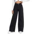 Women Black Wide Leg High Waist Denim Jeans | High Waisted Pants For Ladies | Factory Outlet. 