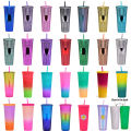 double wall DIY blank plain 700ml 710ml 24oz plastic durian tumbler durian cup with straw and lid no logo. 