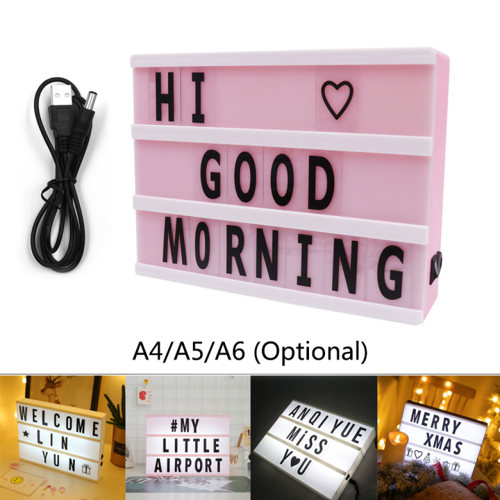 Led Combination Night A4 A5 A6 Size Box Lamp Diy Black/ Letters Cards Cinema Lightbox Usb Aa Powered