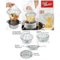 12-In-1 Deep Wire Fry Basket with Handles Foldable Steam Rinse Strain Fry Basket Strainer Net for Poaching Boiling Washing Cooking Tool. 